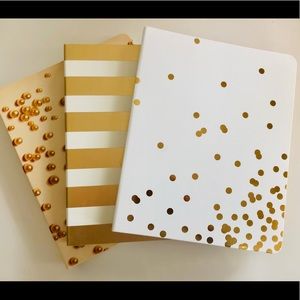 Kate Spade Lot of 3 Spiral Notebooks Gold Cream